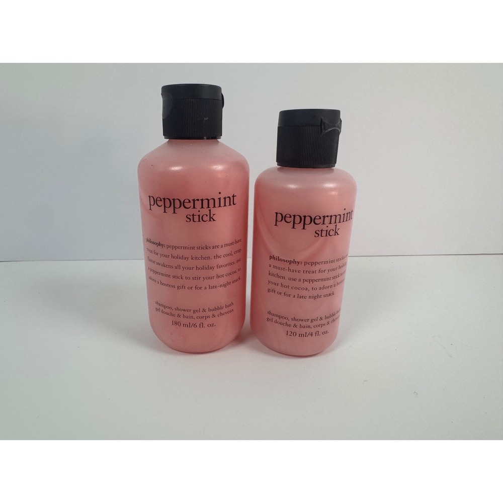 Philosophy Peppermint Stick 3-in-1 Shower Gel Shampoo Bubble Bath Set 6oz 4oz